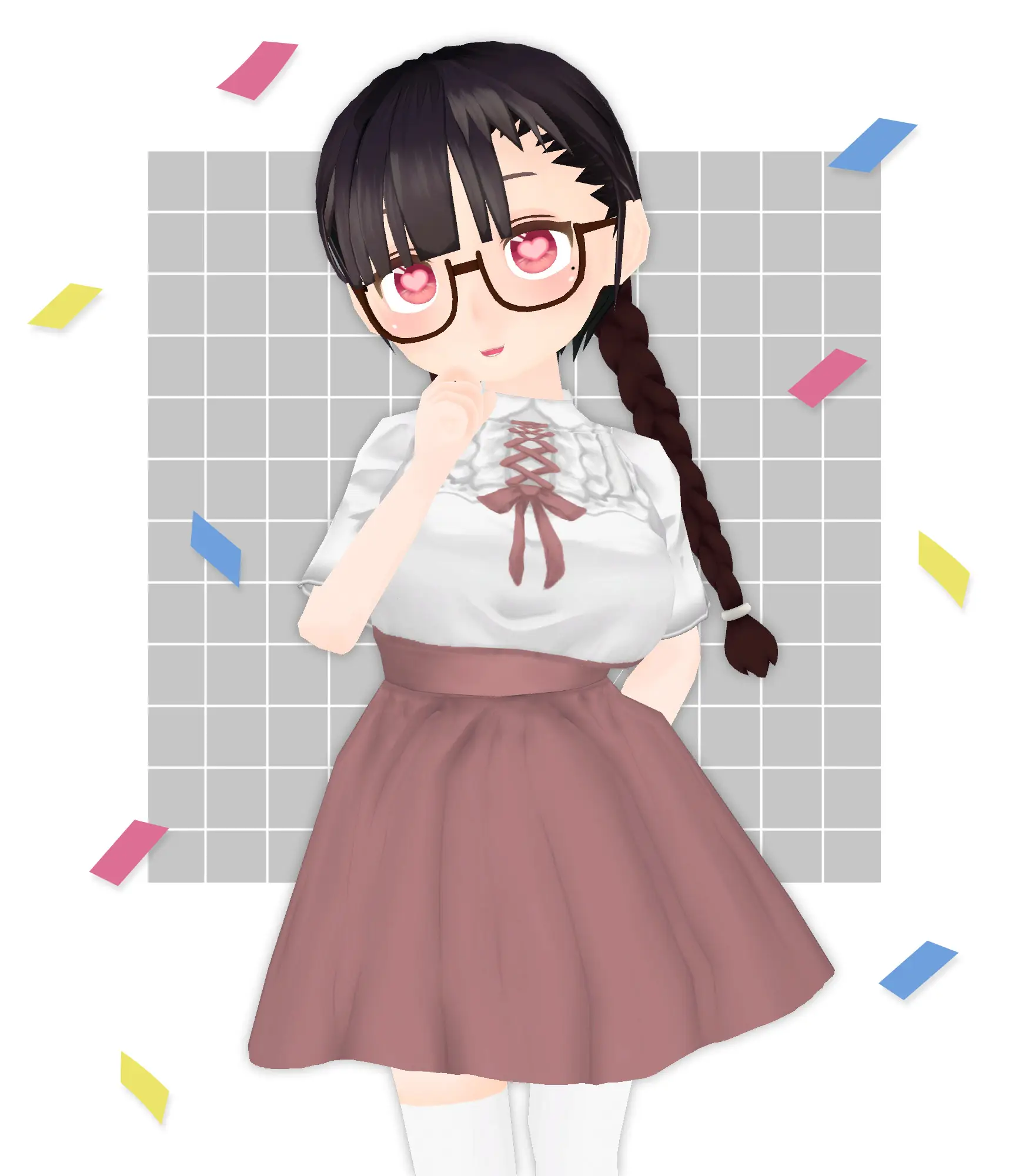 三つ編みメガネっ娘